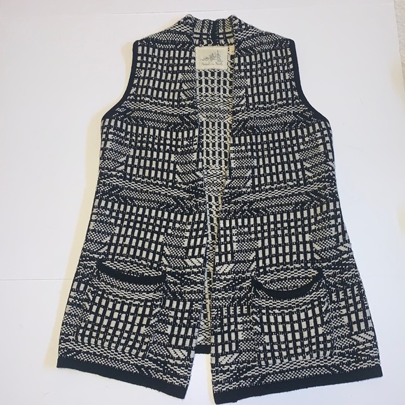Anthropologie Angel of the North Black and White Vest - Women’s Size Small - Picture 2 of 10